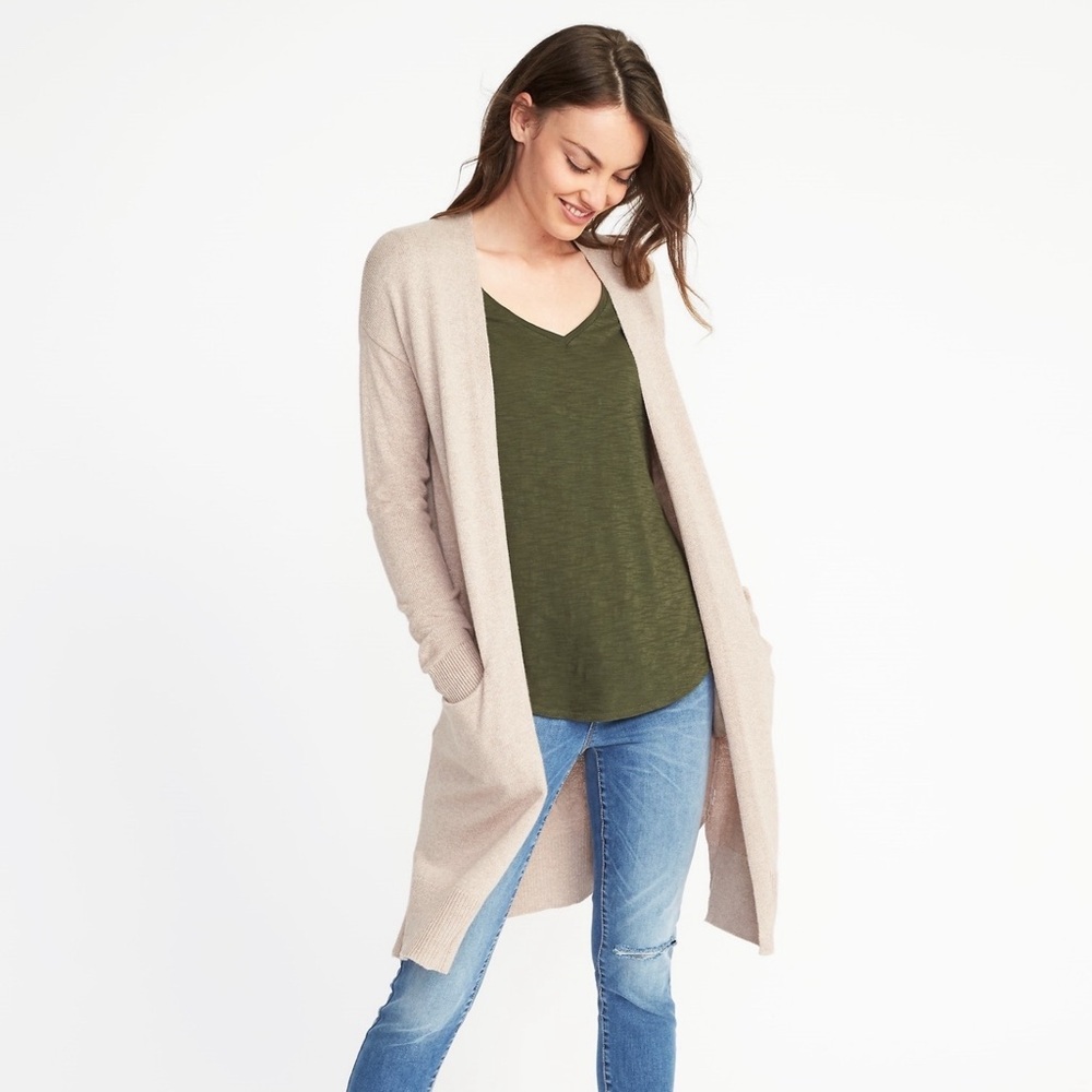 Old Navy Luxe Super-Long Open-Front Cardi